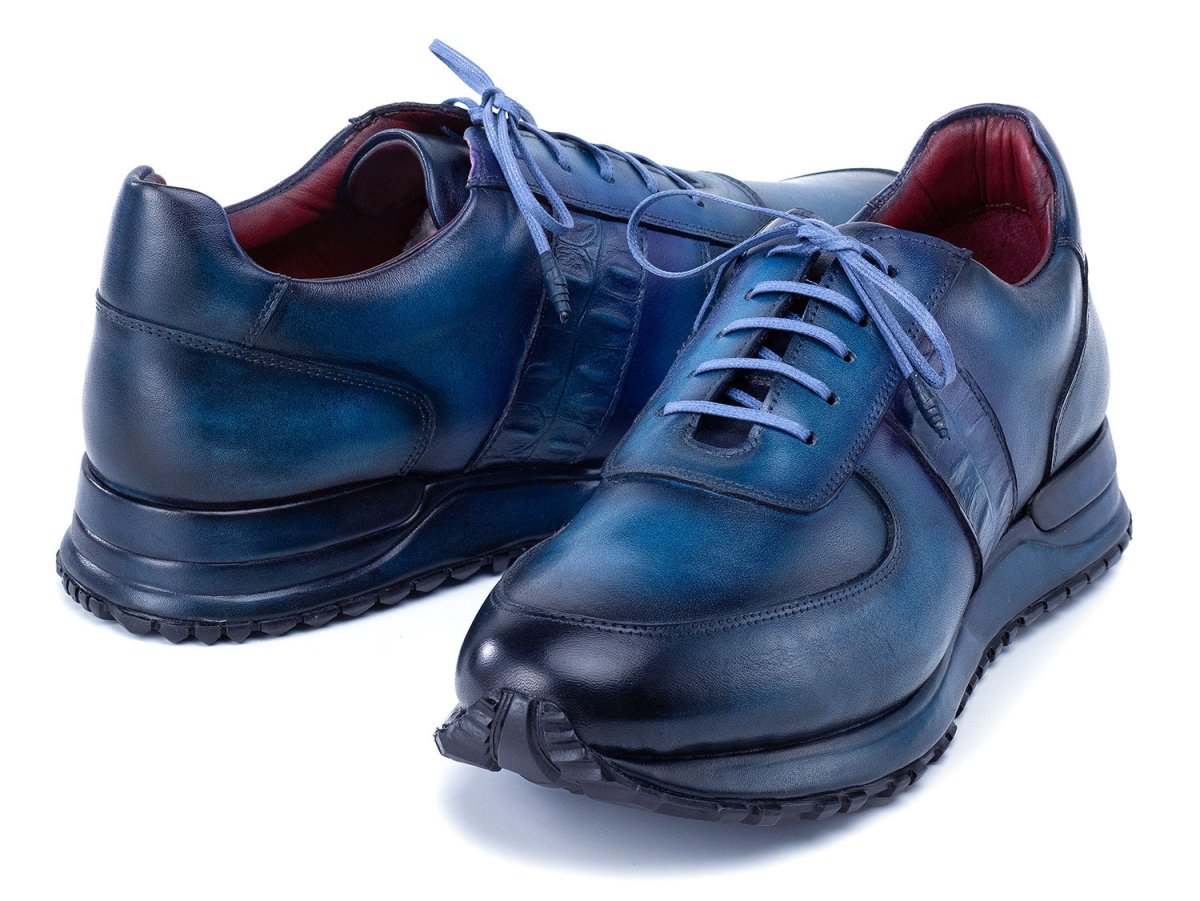 Paul Parkman Men's Turquoise and Purple Patina Sneakers (IDLP207TQP)
