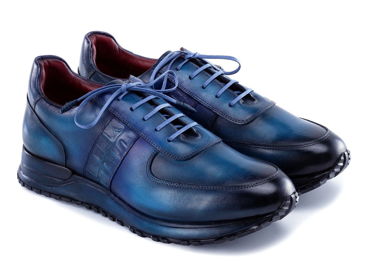 Paul Parkman Men's Turquoise and Purple Patina Sneakers (IDLP207TQP)