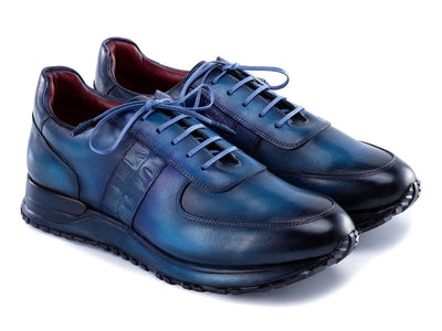 Paul Parkman Men's Turquoise and Purple Patina Sneakers (IDLP207TQP)