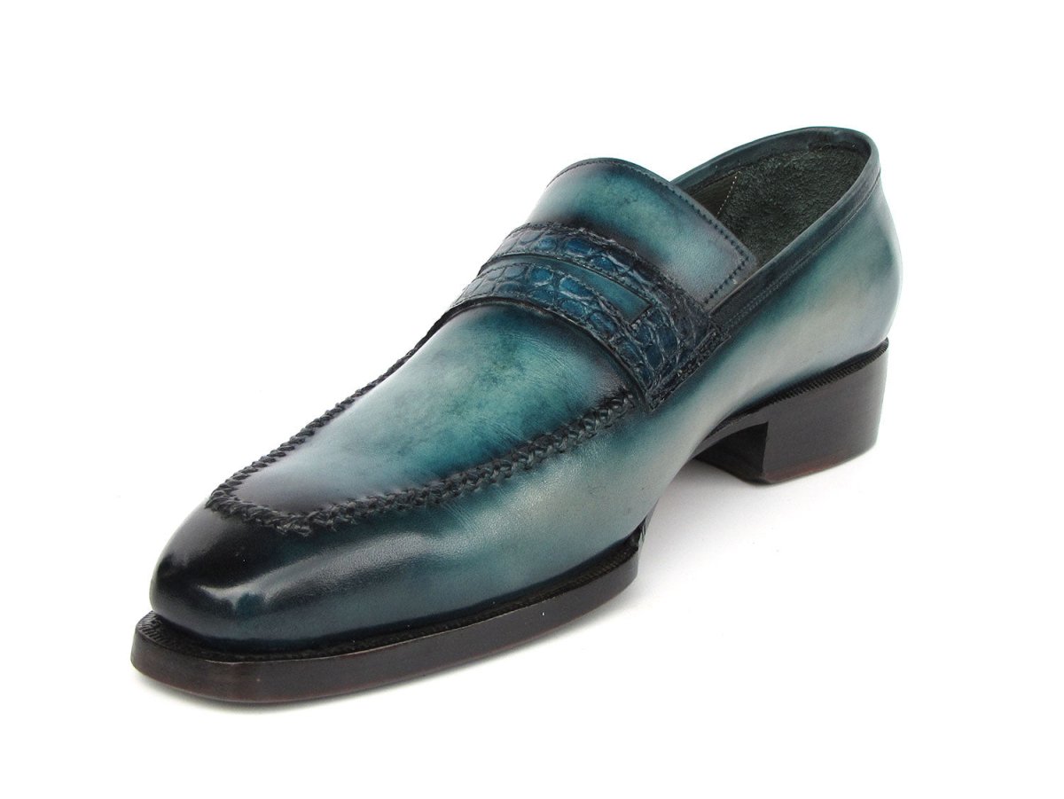Paul Parkman Men's Turquoise Patina Handmade Loafers (ID6944 TRQ)