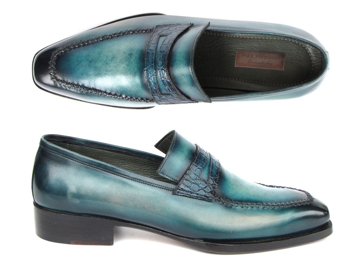 Paul Parkman Men's Turquoise Patina Handmade Loafers