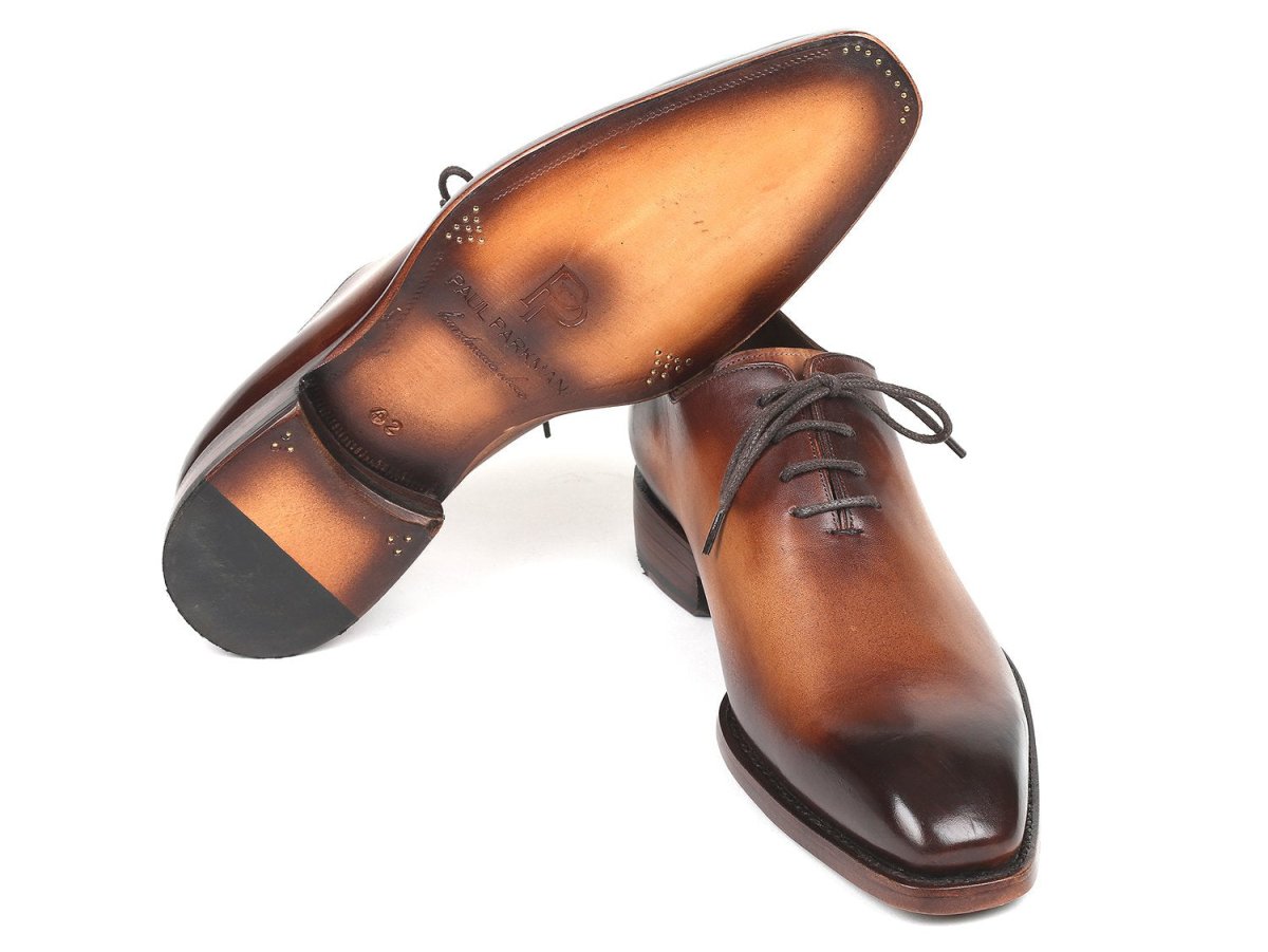 Paul Parkman Men's Wholecut Leather Oxfords in Brown