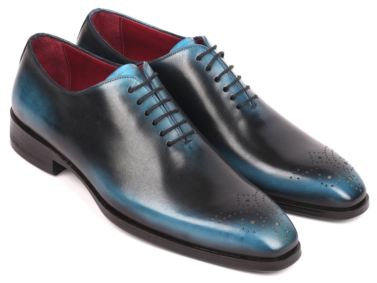 Paul Parkman Men's Wholecut Oxfords in Black and Blue