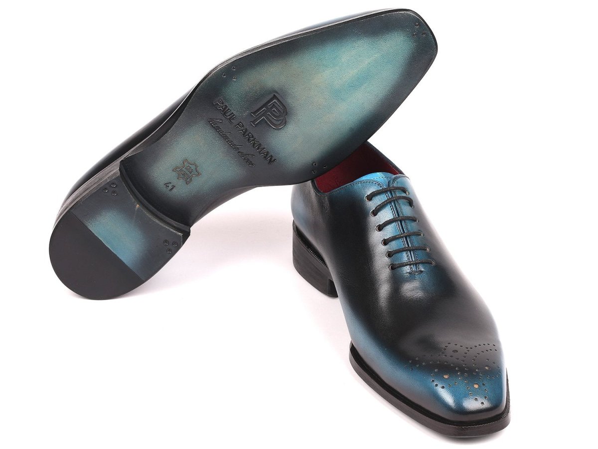 Paul Parkman Men's Wholecut Oxfords in Black and Blue