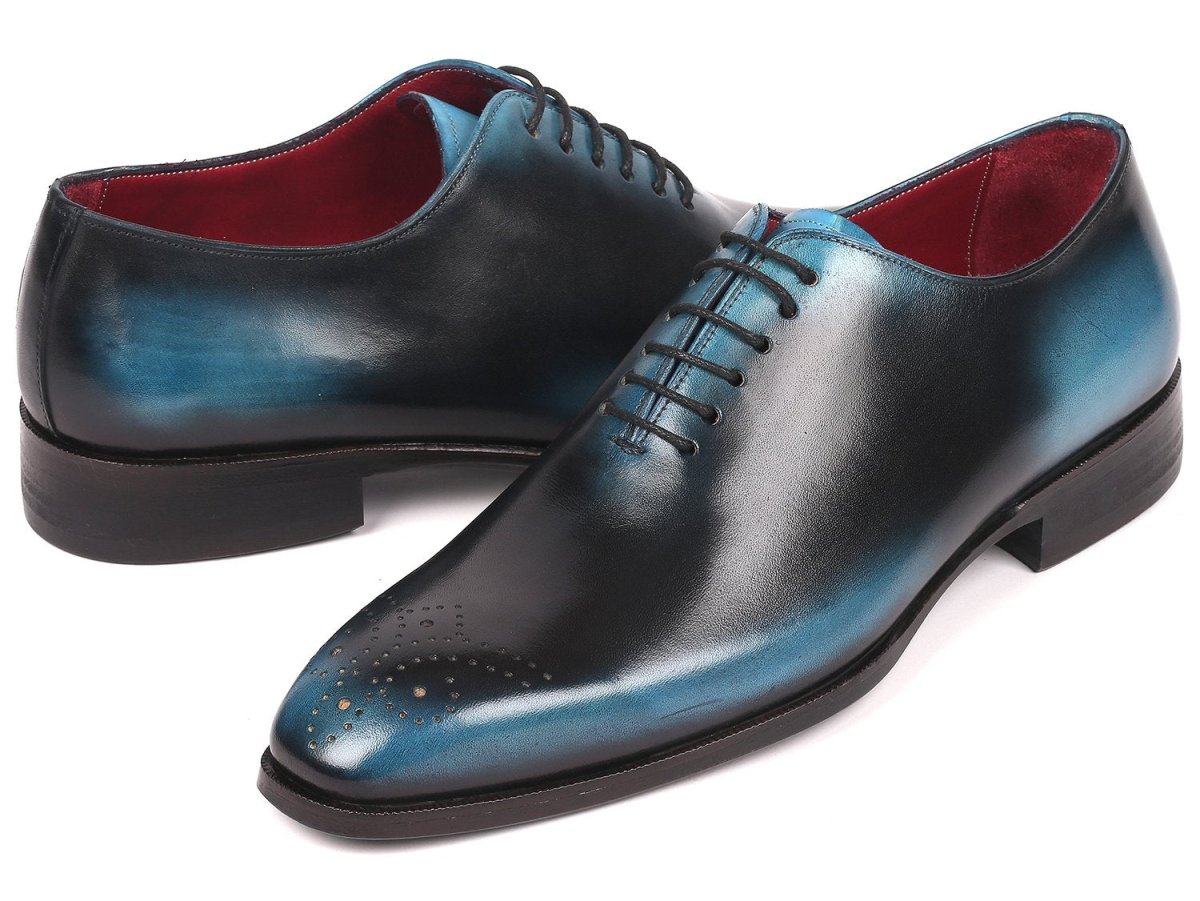 Paul Parkman Men's Wholecut Oxfords in Black and Blue