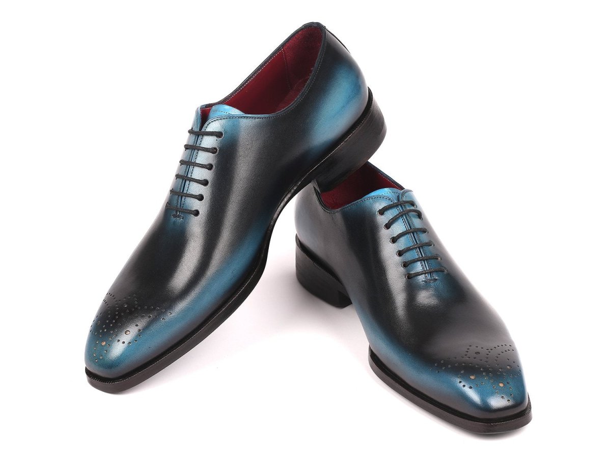Paul Parkman Men's Wholecut Oxfords in Black and Blue
