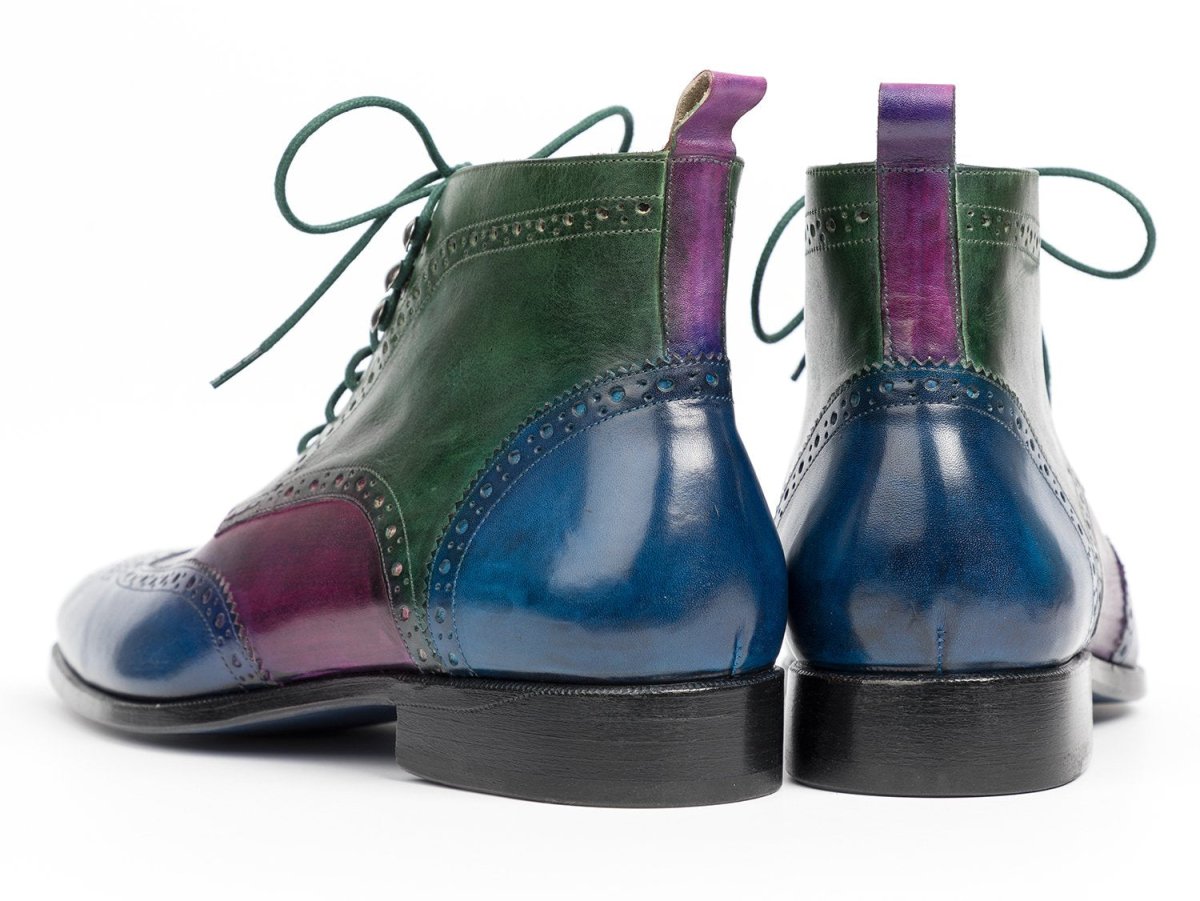 Paul Parkman Men's Wingtip Ankle Boots in Blue, Purple and Green