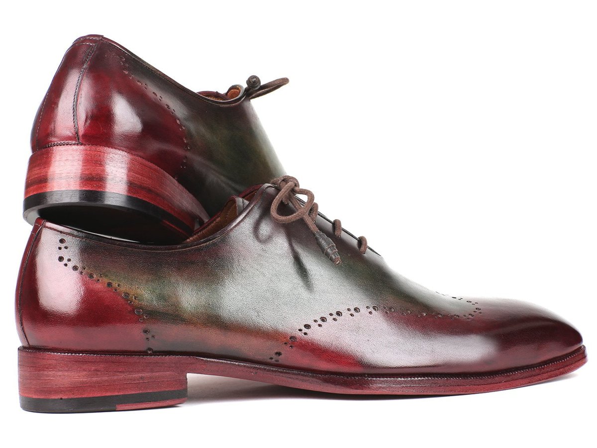 Paul Parkman Men's Wingtip Leather Oxfords in Bordeaux and Green