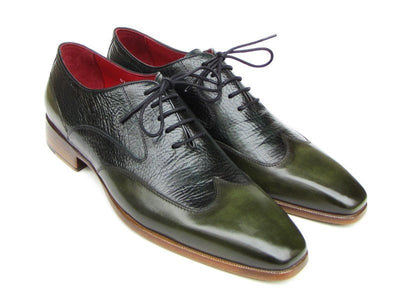 Paul Parkman Men's Wingtip Oxford Floater Leather Green (ID023 - GREEN)