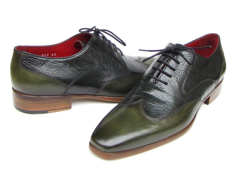 Paul Parkman Men's Wingtip Oxford Floater Leather Green (ID023 - GREEN)