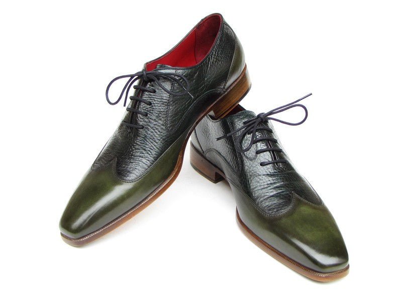 Paul Parkman Men's Wingtip Oxford Floater Leather Green (ID023 - GREEN)
