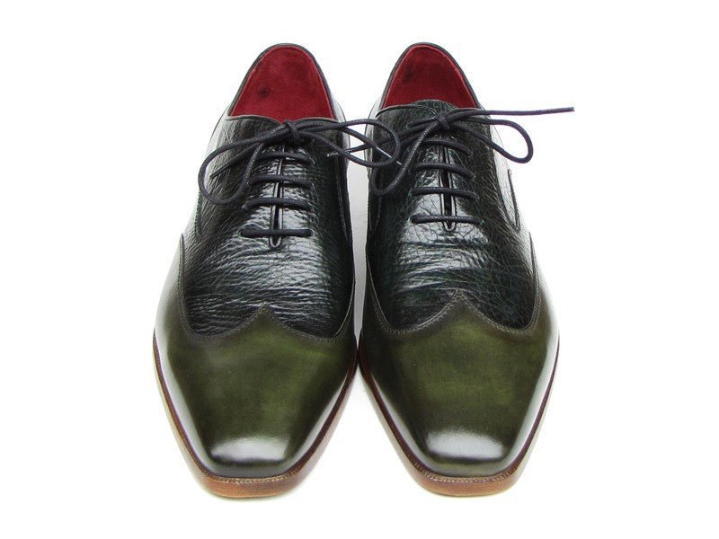 Paul Parkman Men's Wingtip Oxford Floater Leather Green (ID023 - GREEN)