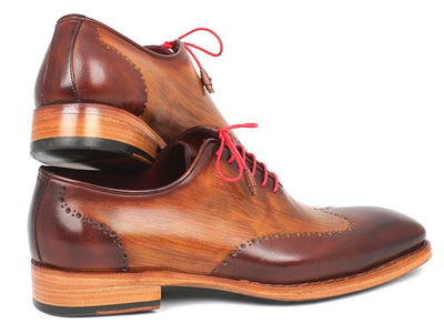 Paul Parkman Men's Wingtip Oxford Goodyear Welted Brown and Camel (ID81BRW74)
