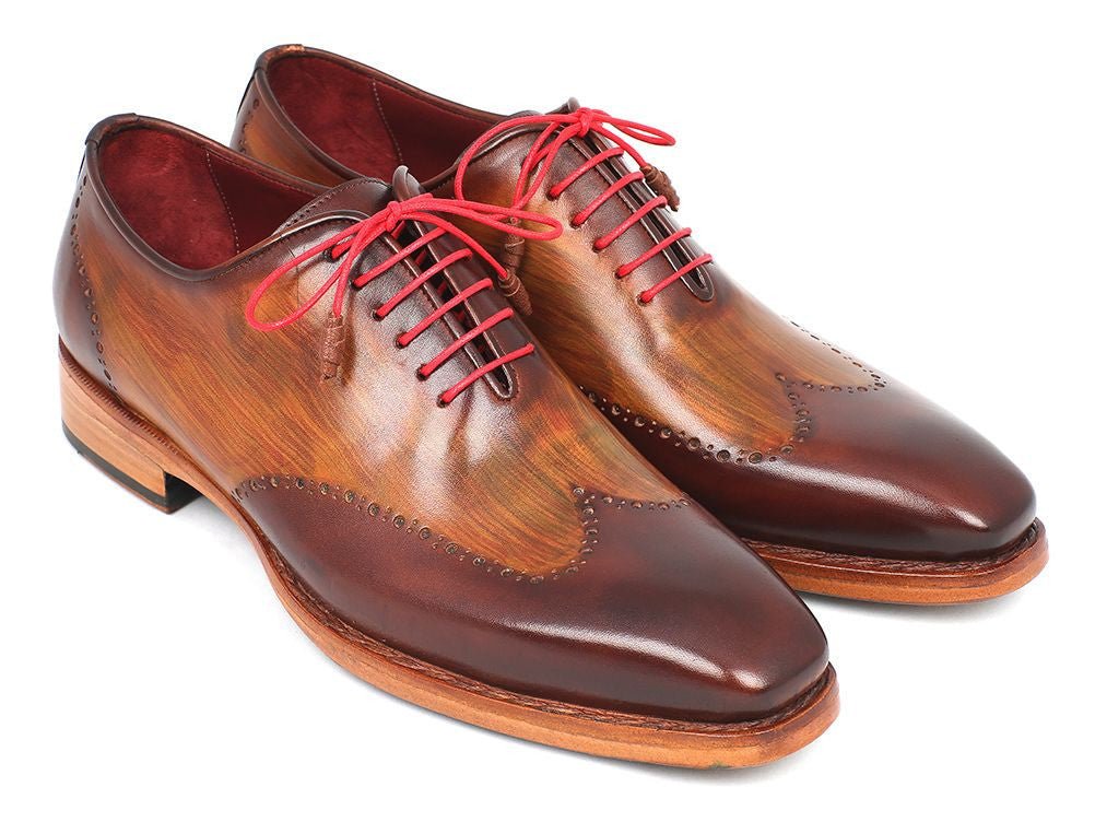 Paul Parkman Men's Wingtip Oxford Goodyear Welted Brown and Camel (ID81BRW74)