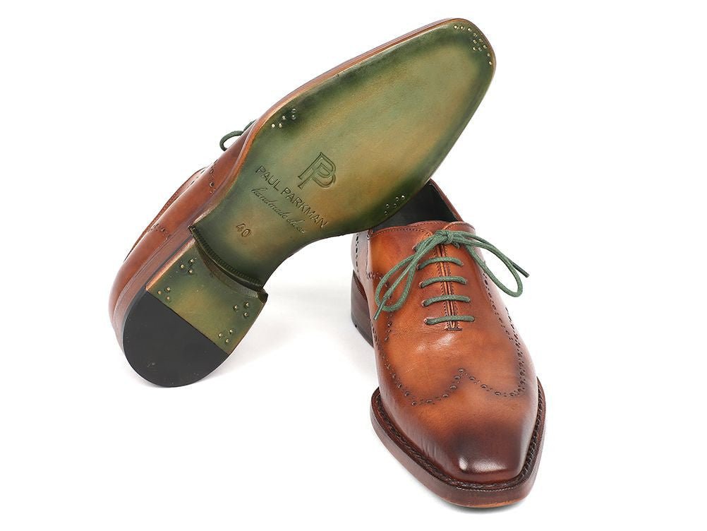Paul Parkman Men's Wingtip Oxford Goodyear Welted Camel Brown (ID87CML66)