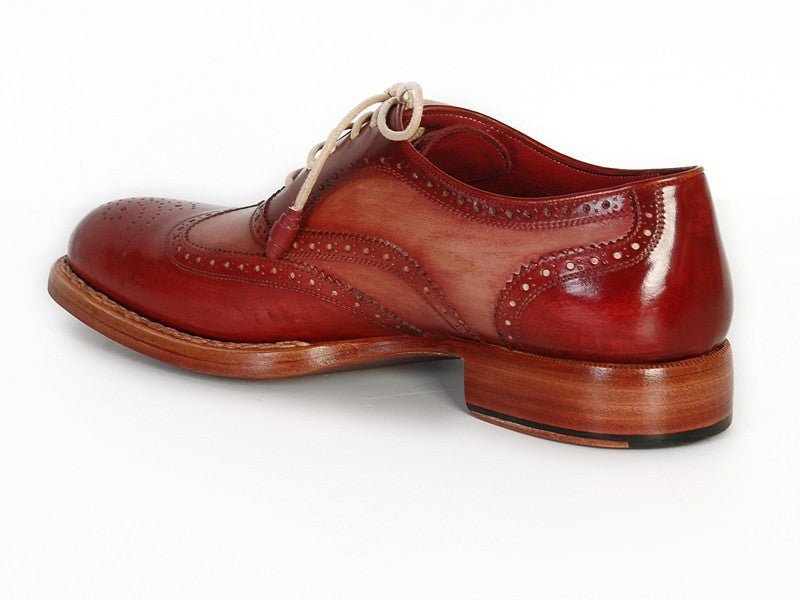 Paul Parkman Men's Wingtip Oxfords Bordeaux and Camel (ID027B)