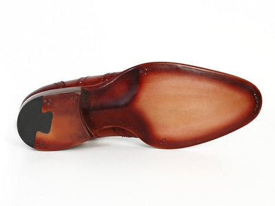 Paul Parkman Men's Wingtip Oxfords Bordeaux and Camel (ID027B)