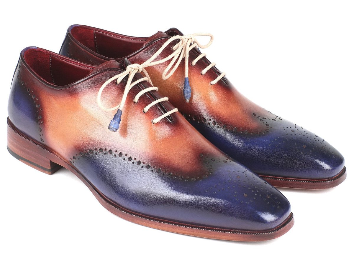 Paul Parkman Men's Wingtip Oxfords in Blue and Camel