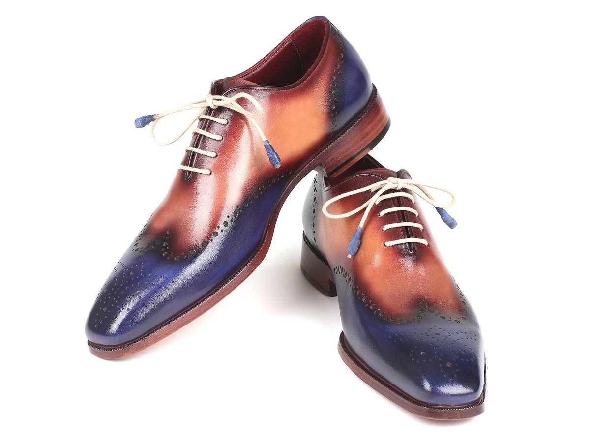 Paul Parkman Men's Wingtip Oxfords in Blue and Camel