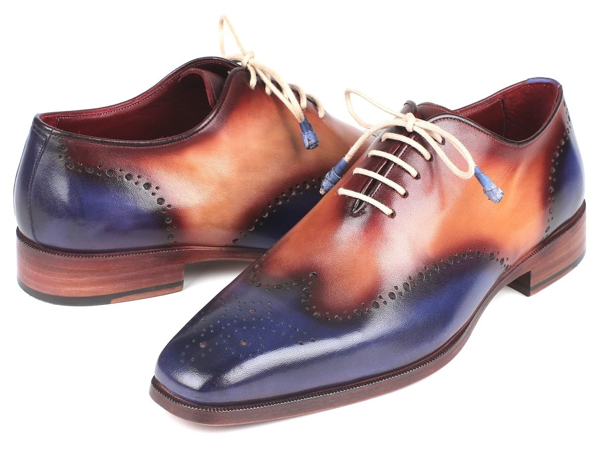 Paul Parkman Men's Wingtip Oxfords in Blue and Camel