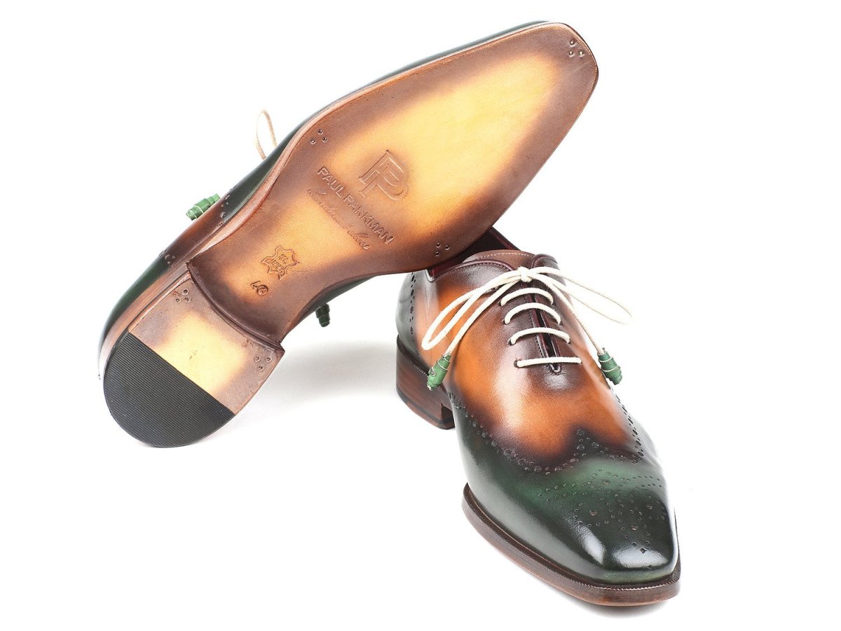 Paul Parkman Men's Wingtip Oxfords in Green and Camel