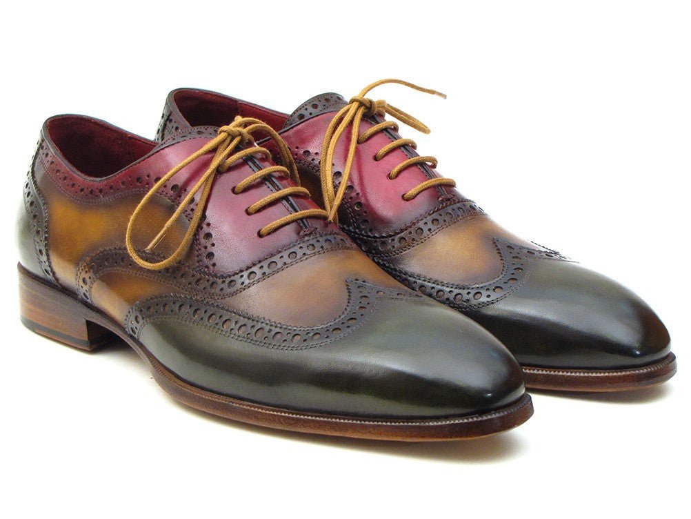 Paul Parkman Men's Wingtip Oxfords in Green, Camel and Bordeaux