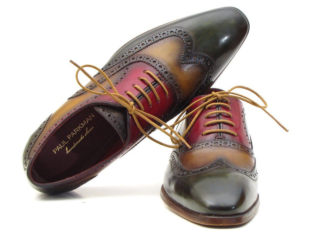 Paul Parkman Men's Wingtip Oxfords in Green, Camel and Bordeaux