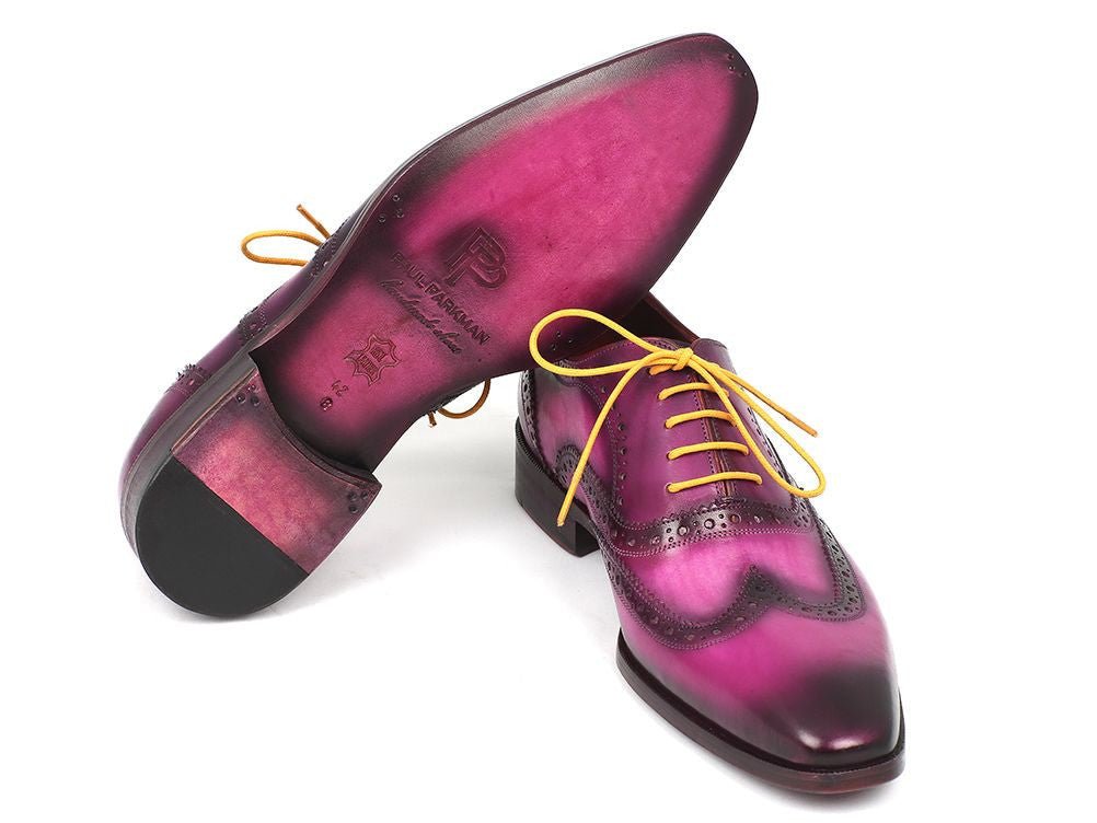 Paul Parkman Men's Wingtip Oxfords Lilac Handpainted Calfskin (ID228 - LIL)