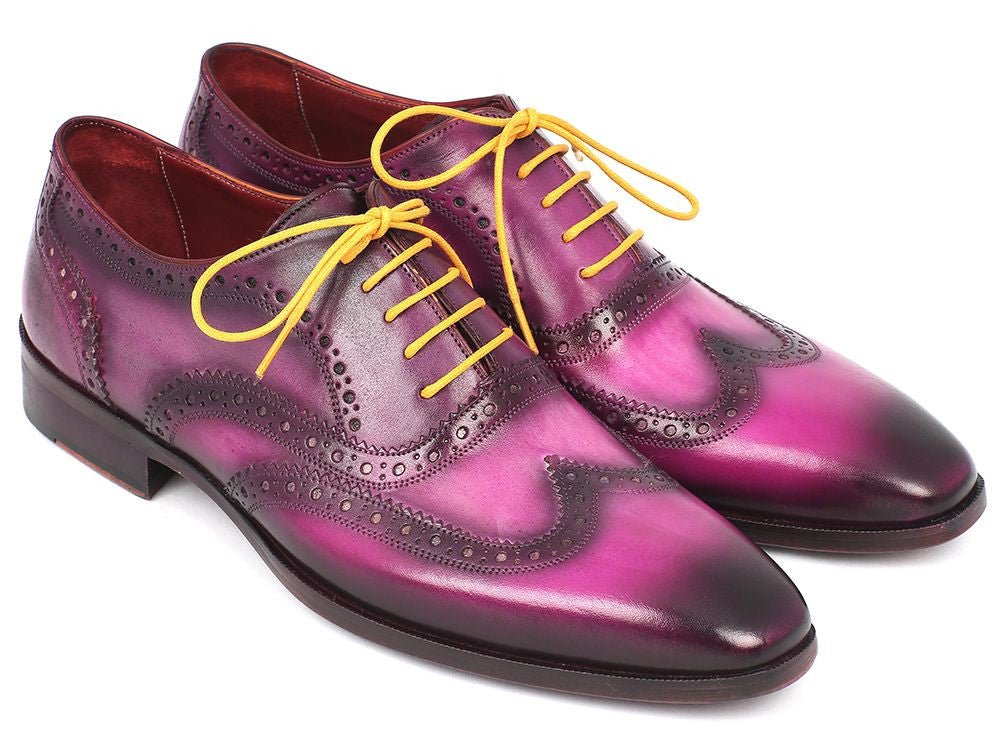 Paul Parkman Men's Wingtip Oxfords Lilac Handpainted Calfskin (ID228 - LIL)