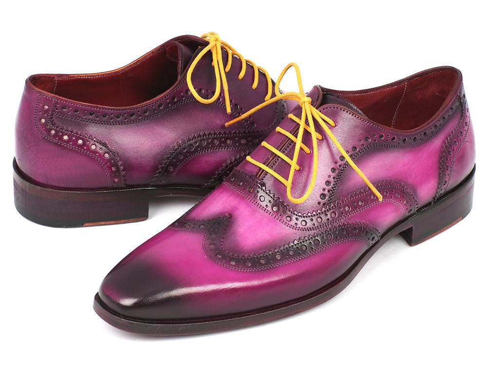 Paul Parkman Men's Wingtip Oxfords Lilac Handpainted Calfskin (ID228 - LIL)