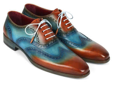 Paul Parkman Men's Wingtip Oxfords Turquoise and Tobacco (ID228 TRQ)