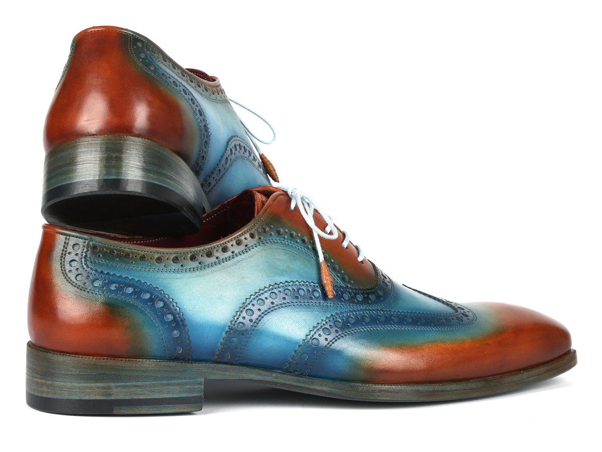 Paul Parkman Men's Wingtip Oxfords Turquoise and Tobacco (ID228 TRQ)