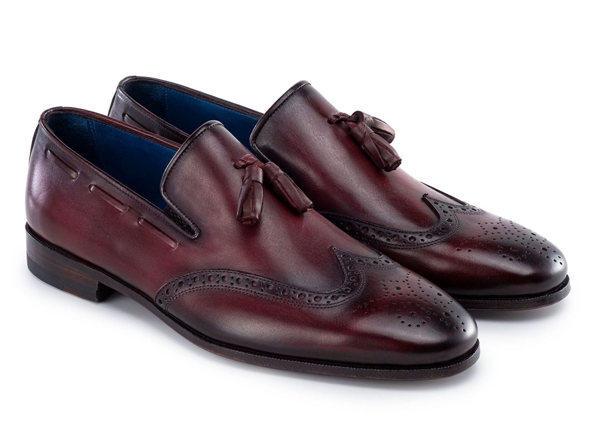 Paul Parkman Men's Wingtip Tassel Loafers Bordeaux (IDWL34 - BRD)