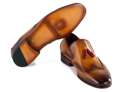 Paul Parkman Men's Wingtip Tassel Loafers Brown Leather (IDWL667 BRW)
