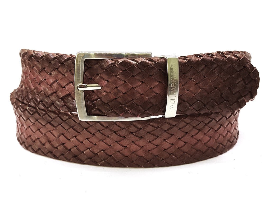 Paul Parkman Men's Woven Leather Belt Brown (IDB07 - BRW)