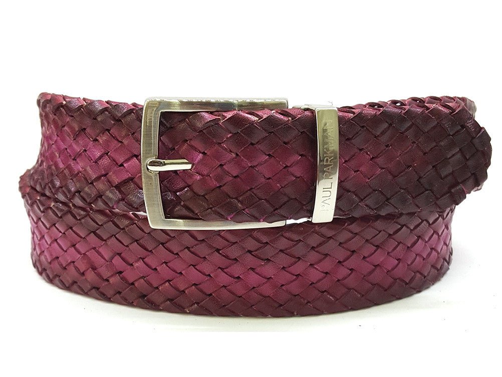 Paul Parkman Men's Woven Leather Belt Purple (IDB07 - RP)