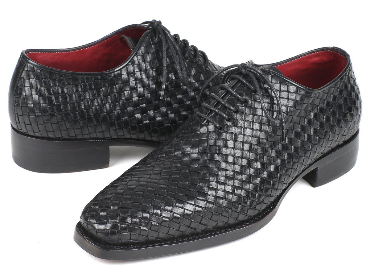 Paul Parkman Men's Woven Leather Oxfords in Black