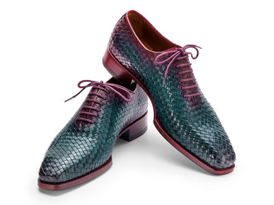 Paul Parkman Men's Woven Leather Oxfords in Green and Purple