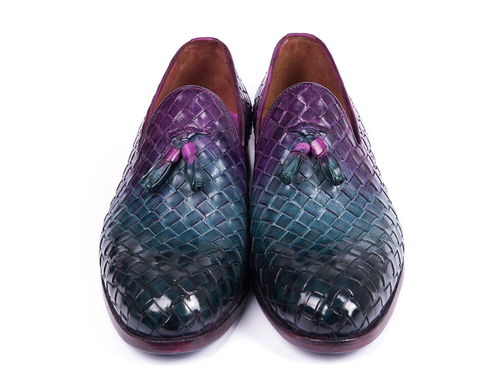 Paul Parkman Men's Woven Leather Tassel Loafers in Multicolor