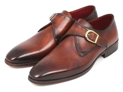 Paul Parkman Monkstrap Dress Shoes Brown and Camel (ID011B44)
