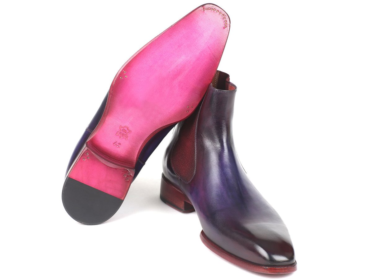 Paul Parkman Navy and Purple Chelsea Boots (IDBT552R)
