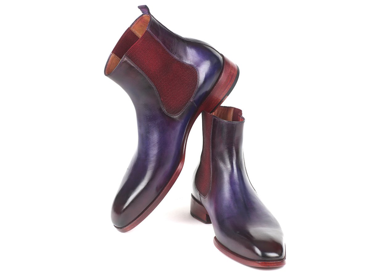 Paul Parkman Navy and Purple Chelsea Boots (IDBT552R)