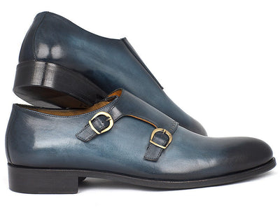Paul Parkman Navy Double Monkstrap Shoes (IDHT54 - NAVY)