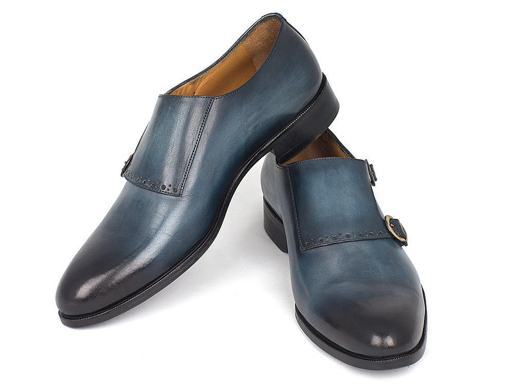 Paul Parkman Navy Double Monkstrap Shoes (IDHT54 - NAVY)