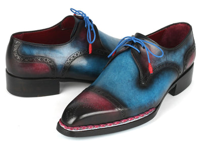 Paul Parkman Norwegian Welted Cap Toe Derby Shoes Blue Purple