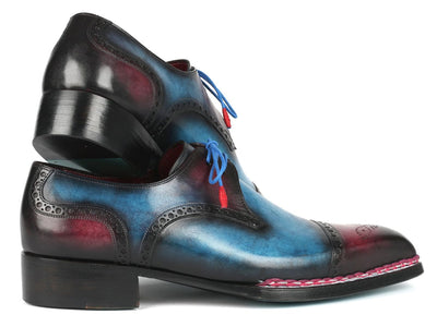 Paul Parkman Norwegian Welted Cap Toe Derby Shoes Blue Purple