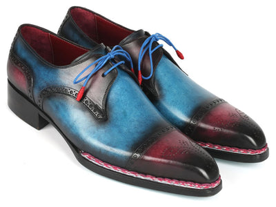 Paul Parkman Norwegian Welted Cap Toe Derby Shoes Blue Purple