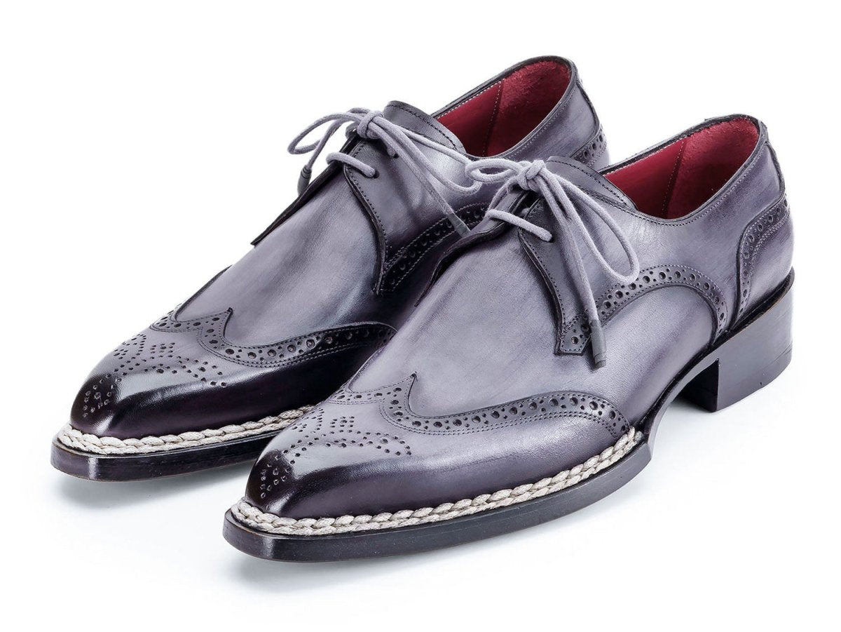 Paul Parkman Norwegian Welted Wingtip Derby Shoes Gray (ID8506 GRY)