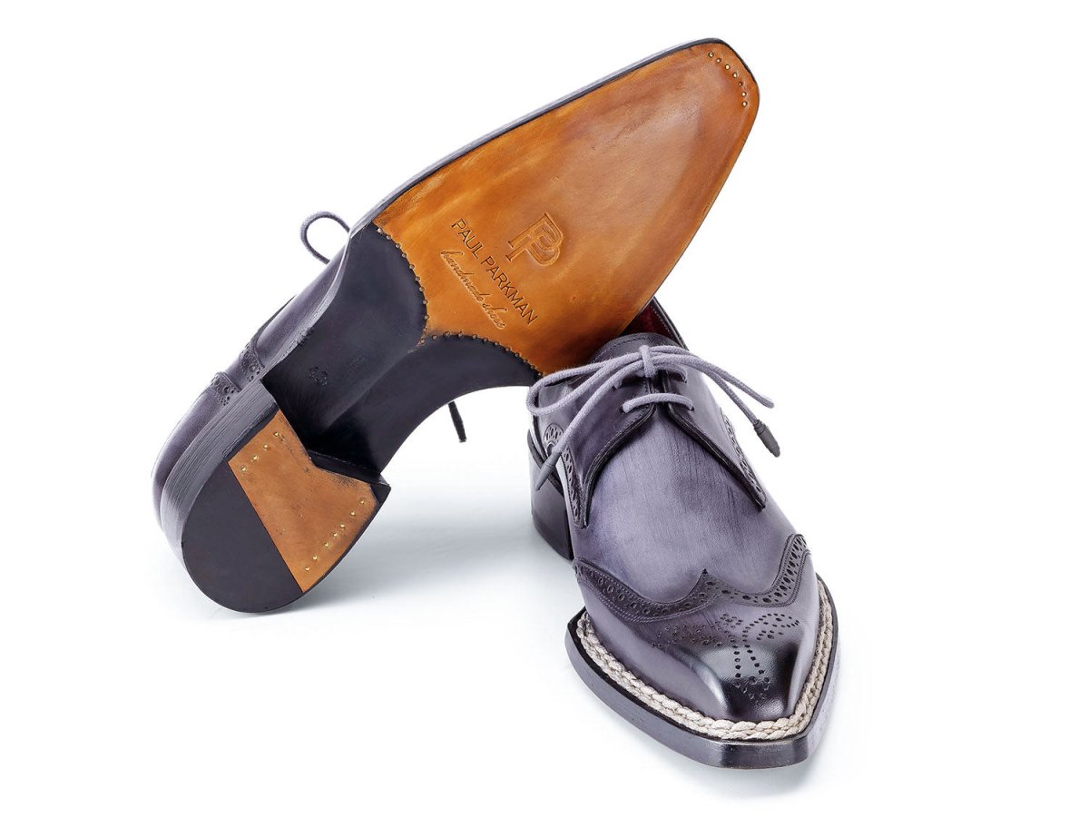 Paul Parkman Norwegian Welted Wingtip Derby Shoes Gray (ID8506 GRY)