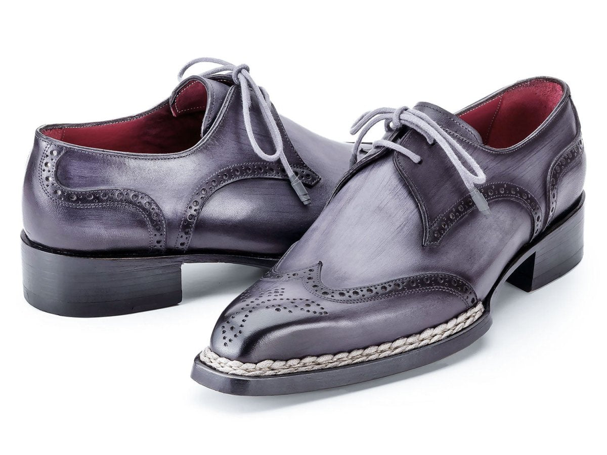 Paul Parkman Norwegian Welted Wingtip Derby Shoes Gray (ID8506 GRY)